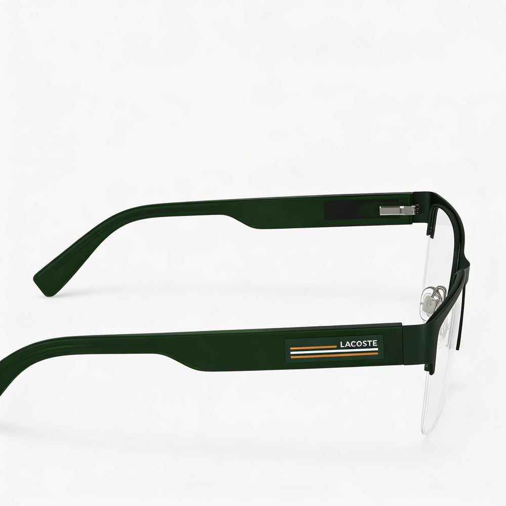 Lacoste Casual Men's Eyeglasses, Matte Green Frame, Transparent Plastic Lenses 54-19-145
