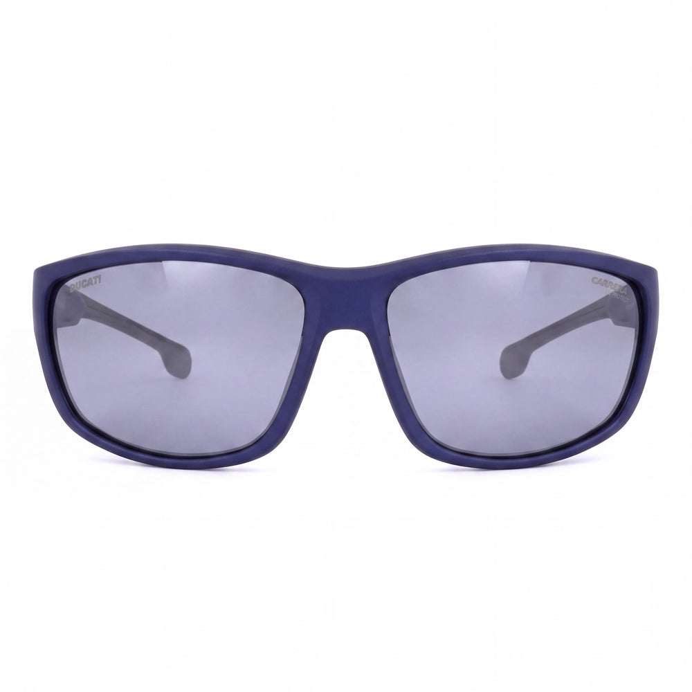 Carrera CARDUC 002/S Gafas de sol deportivas con protección UV, armazón de poliamida inyectada metalizada azul para hombre, 68 mm