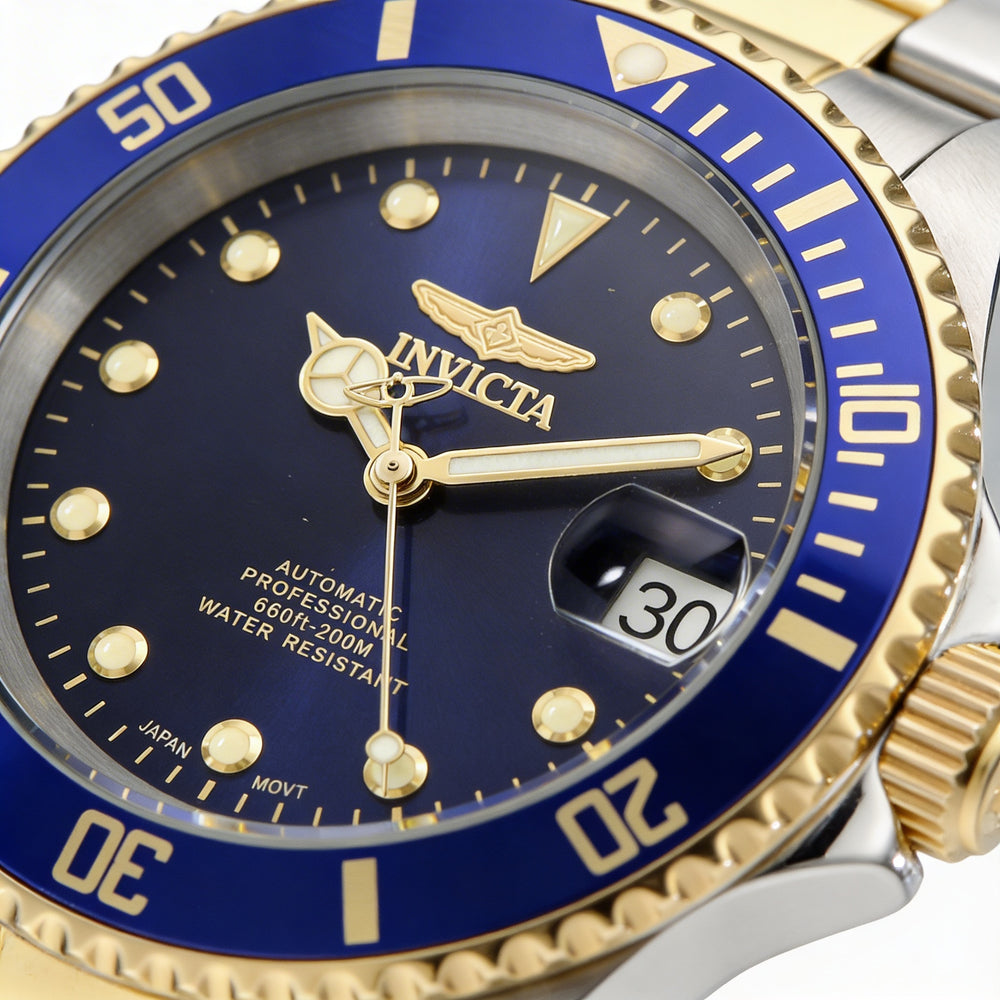 Reloj automático Invicta Pro Diver para mujer, de acero inoxidable en dos tonos y esfera azul, de 40 mm