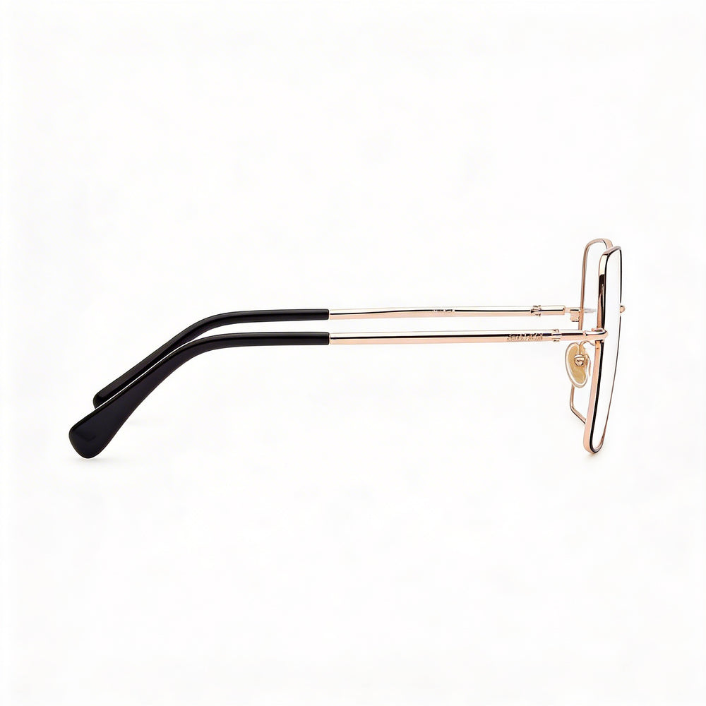 MaxMara MM5098-H Women's Metal Frame Eyewear Rose Gold & Black Enamel, Black 55mm