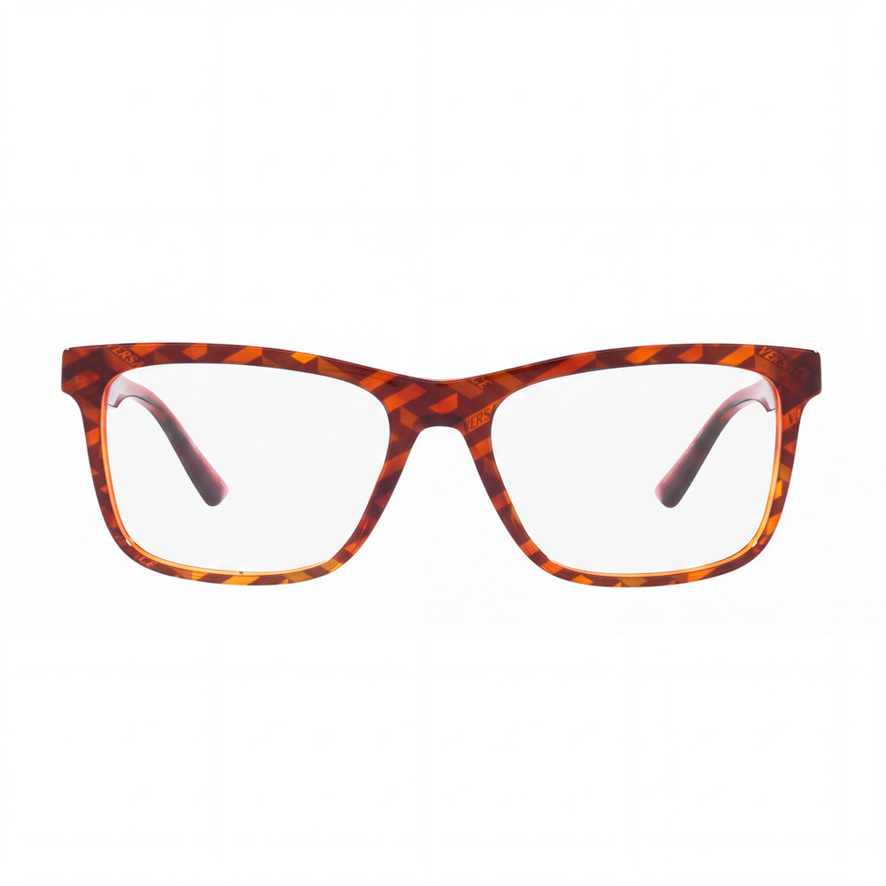 Versace Unisex Eyeglasses, Havana Monogram Print Plastic Frame, Lens Width 55mm, Bridge 17mm, Temple 145mm