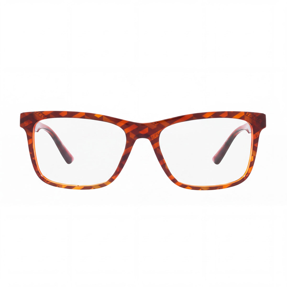 Gafas unisex Versace, montura de plástico con estampado de monograma habana, ancho de lente 55 mm, puente 17 mm, varilla 145 mm, Photo 2