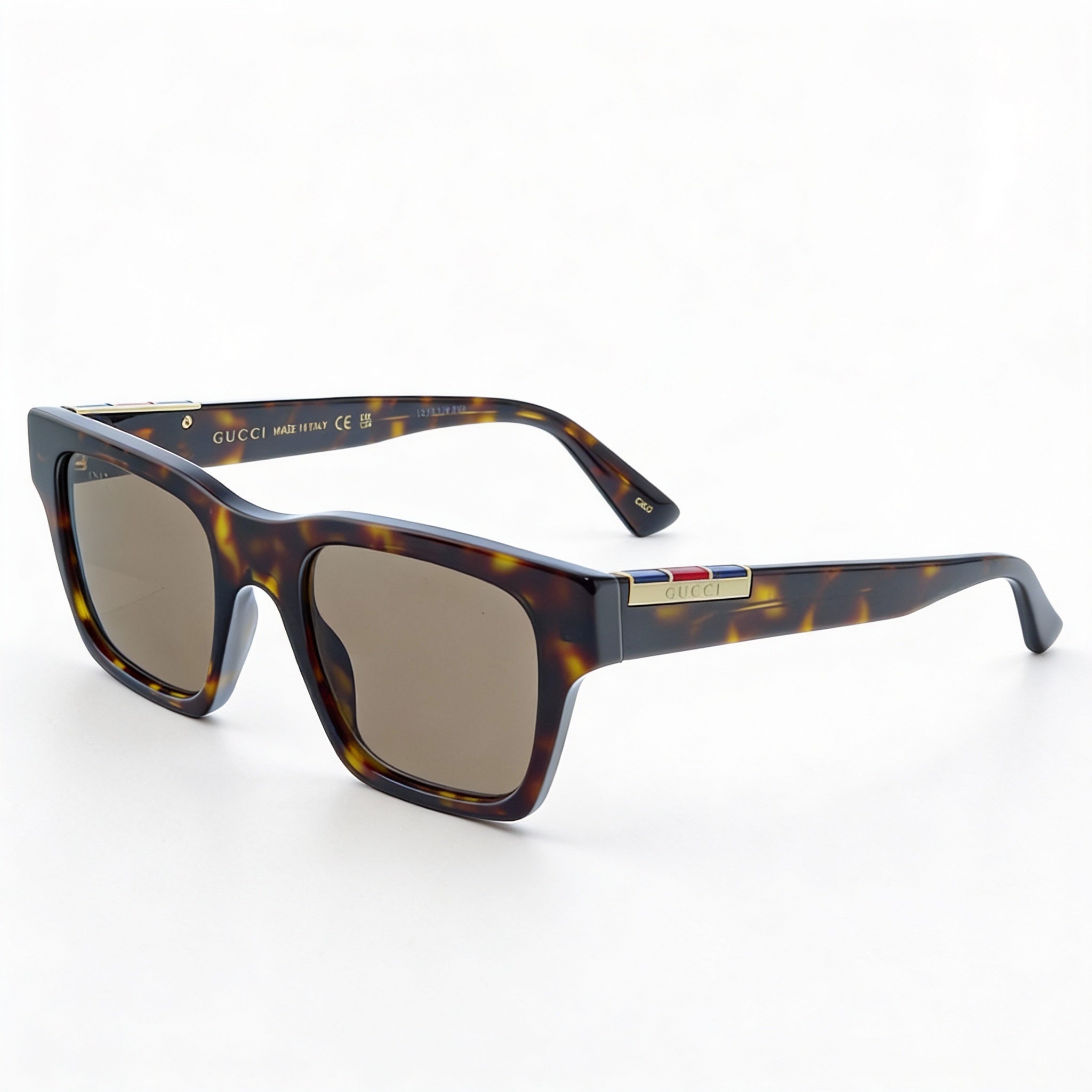 Gucci Classic Unisex Black Acetate Square Frame Non-Polarized Brown Lens Sunglasses 51mm, Photo 1
