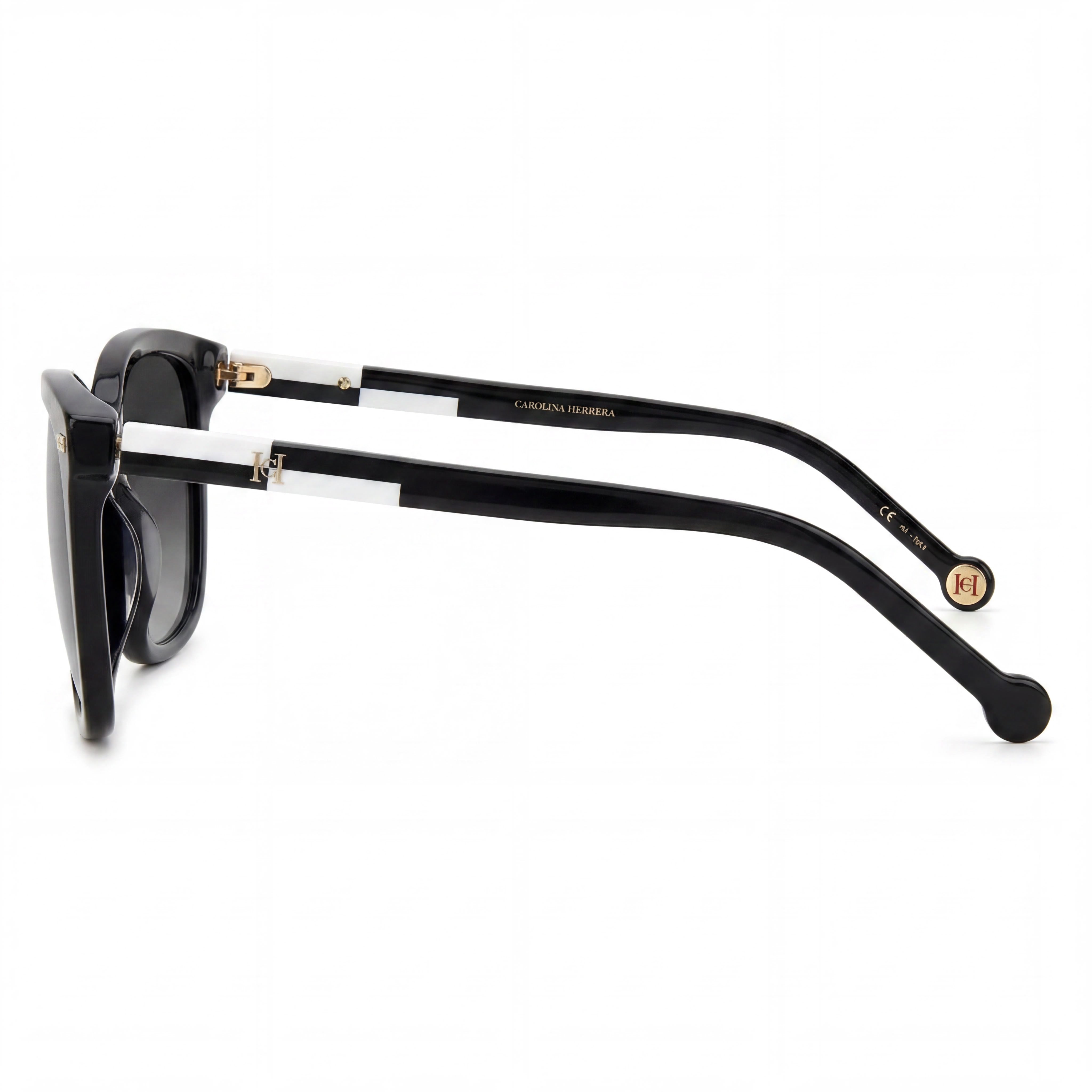 Carolina Herrera Her 0137/S Unisex Acetate Black White Sunglasses, 54mm Lens Width, UV Protection, Photo 3