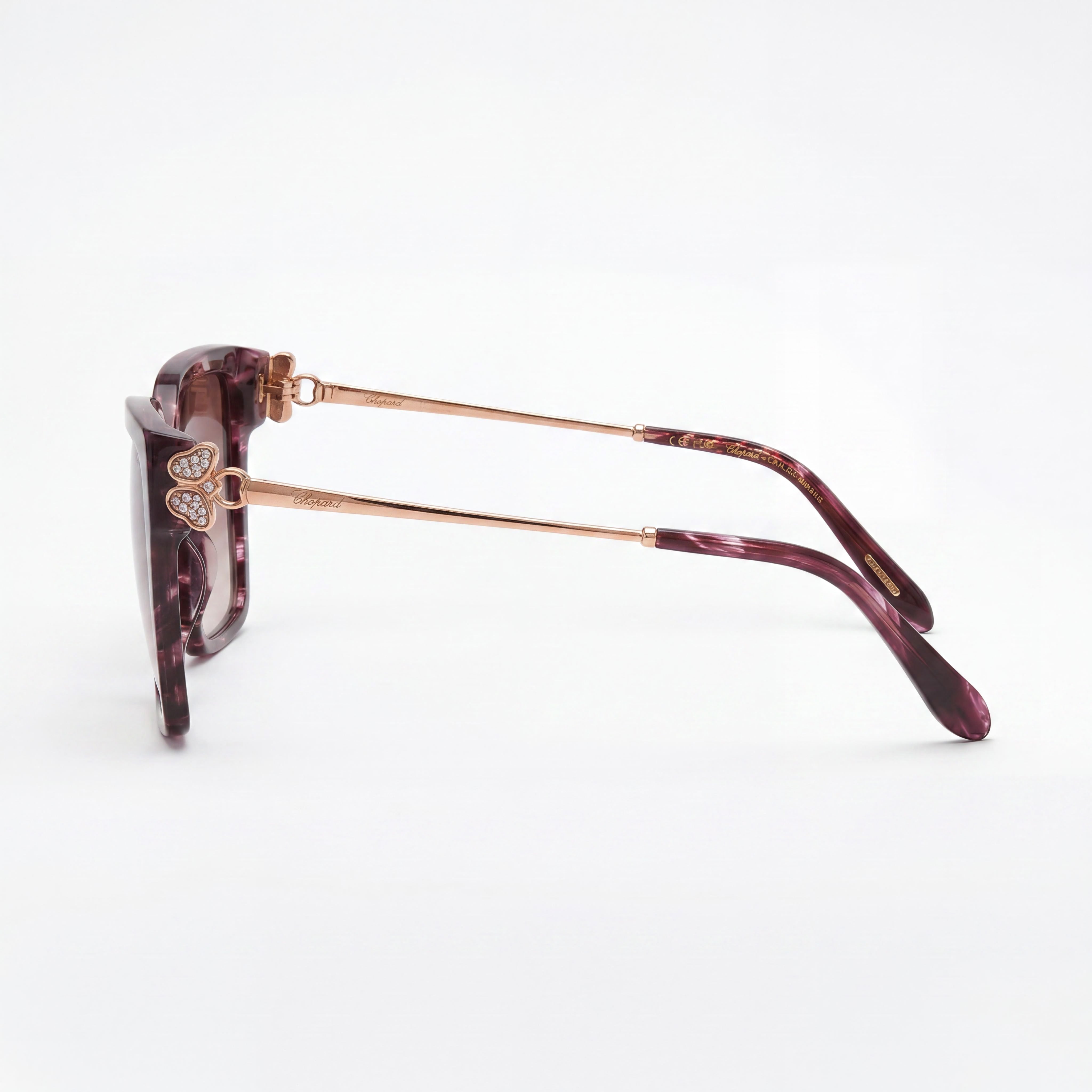 Chopard Casual Women's Striped Bordeaux Frame Cellulose Acetate Brown Gradient UV Sunglasses 56-18-135, Photo 3