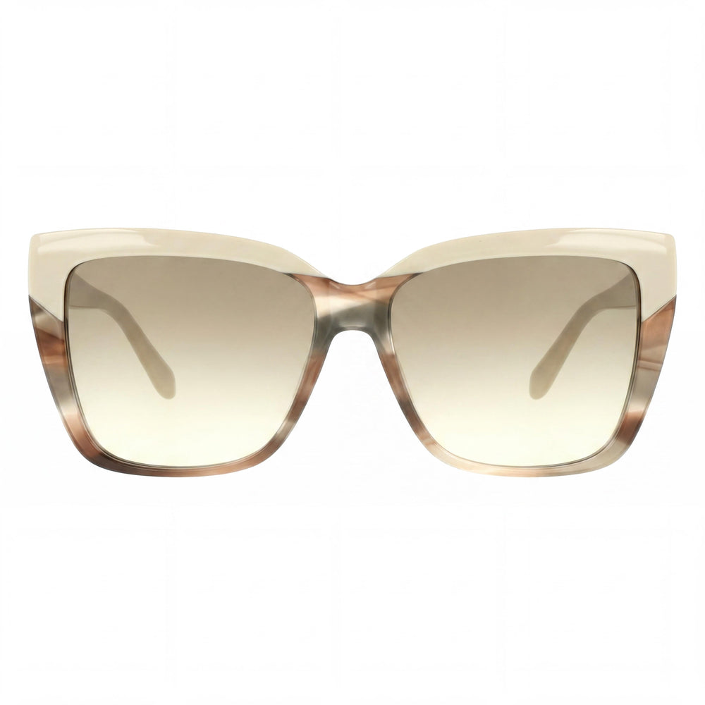Ferragamo Sf1102s Women's Lightweight Acetate Sunglasses in Beige Striped Tortoise with UV 400 Protection, 58mm
