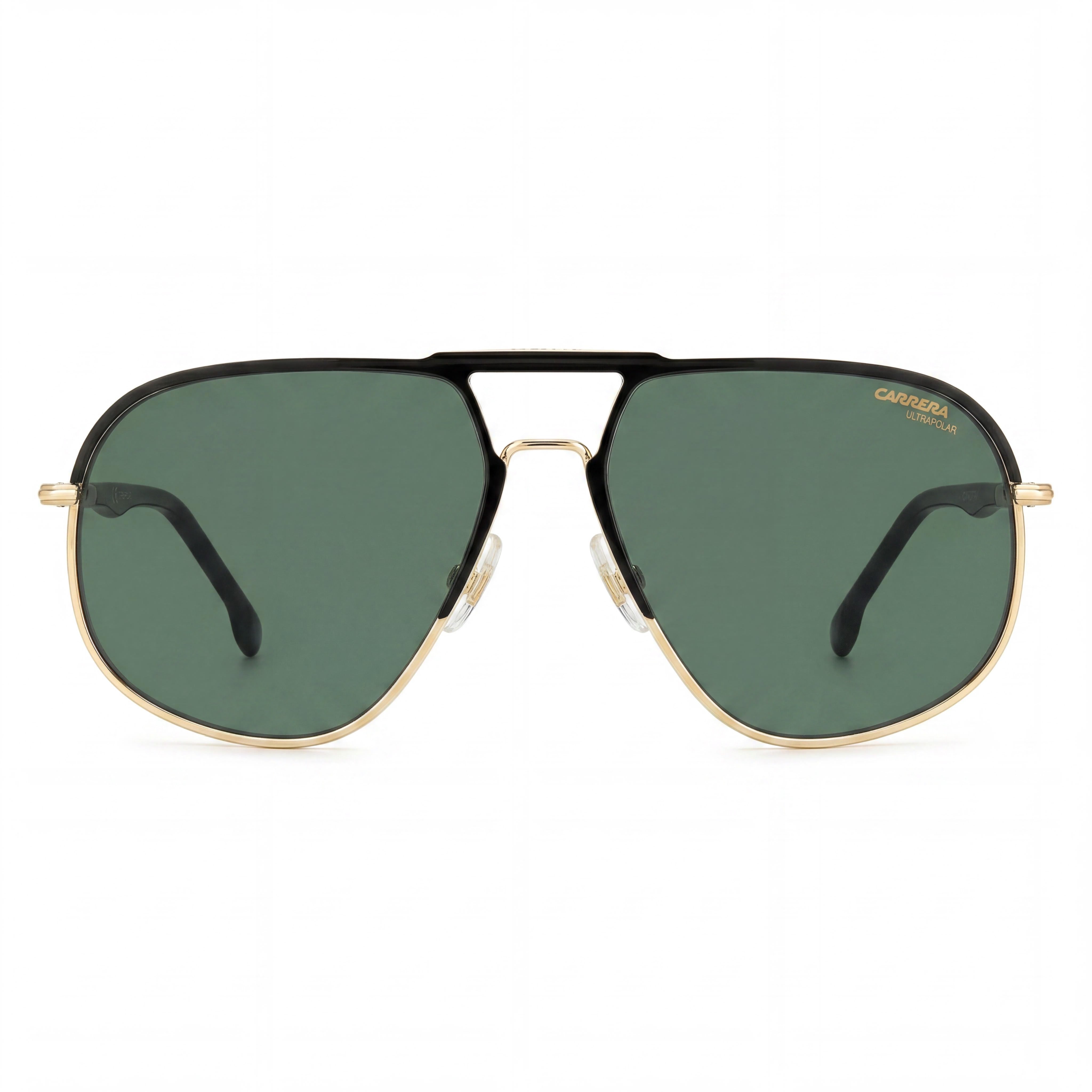Gafas de sol Carrera CARRERA 318/S de hombre, negras, doradas, acero inoxidable, lentes verde grisáceo polarizadas con protección UV de 60 mm, Photo 2