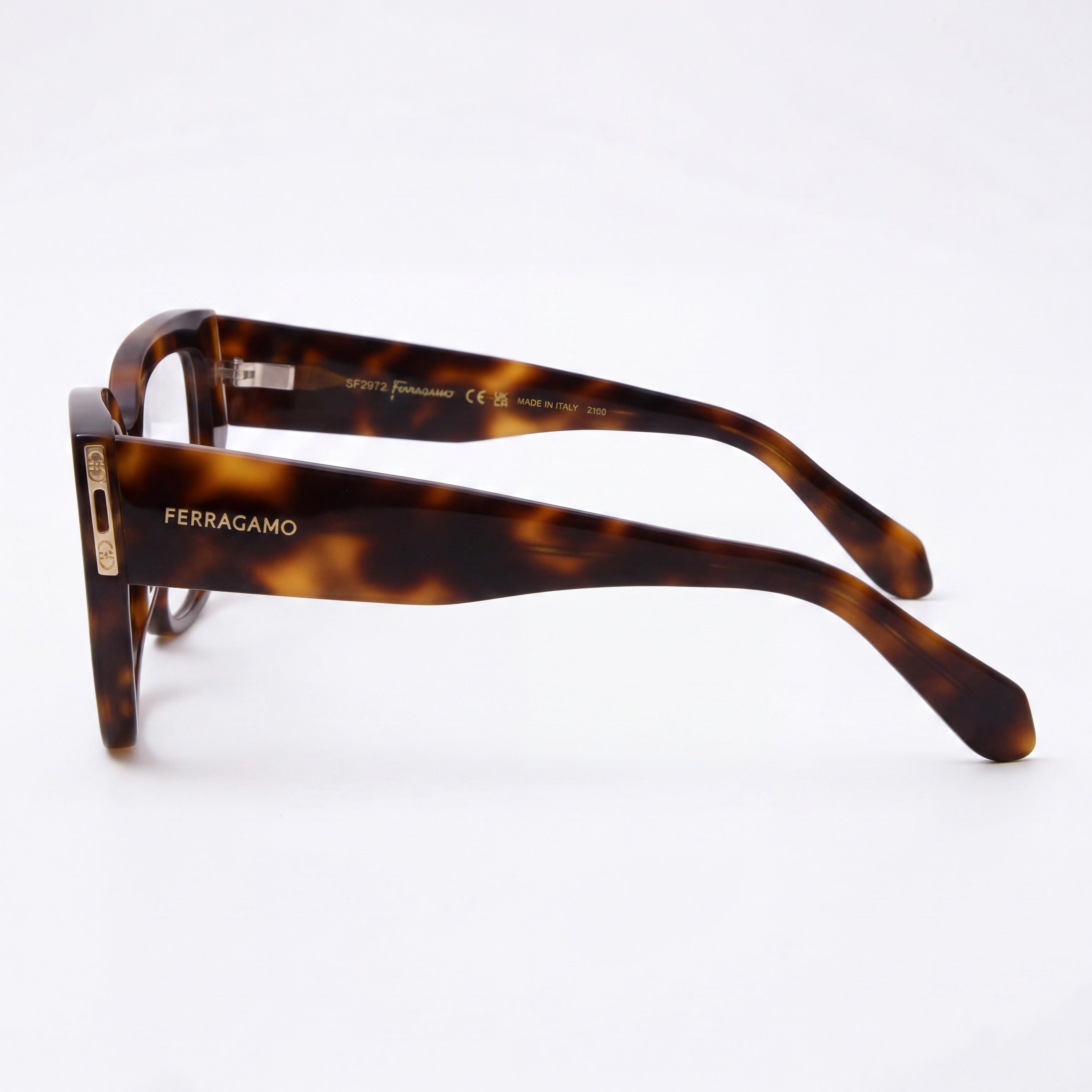 Ferragamo SF2972 Women's Eyeglasses, Tortoise Premium Cellulose Acetate Frame, 54mm Lens Width, Photo 3