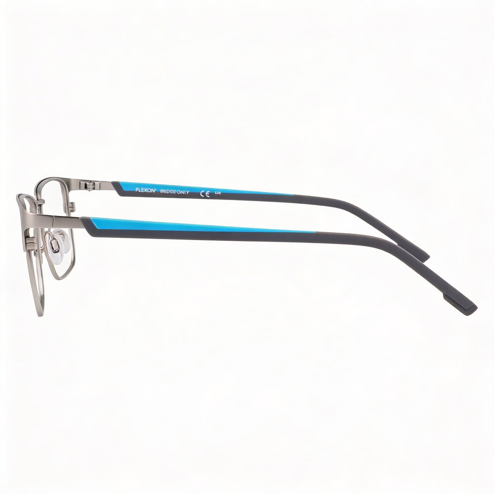 Flexon E1154 Men's Acetate Optical Frames, Satin Silver Cerulean with Multicolor Polycarbonate Lenses