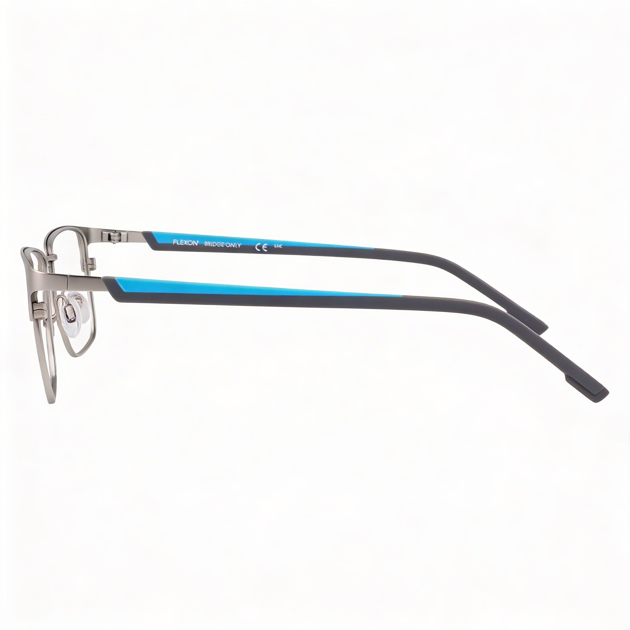 Flexon E1154 Men's Acetate Optical Frames, Satin Silver Cerulean with Multicolor Polycarbonate Lenses, Photo 3