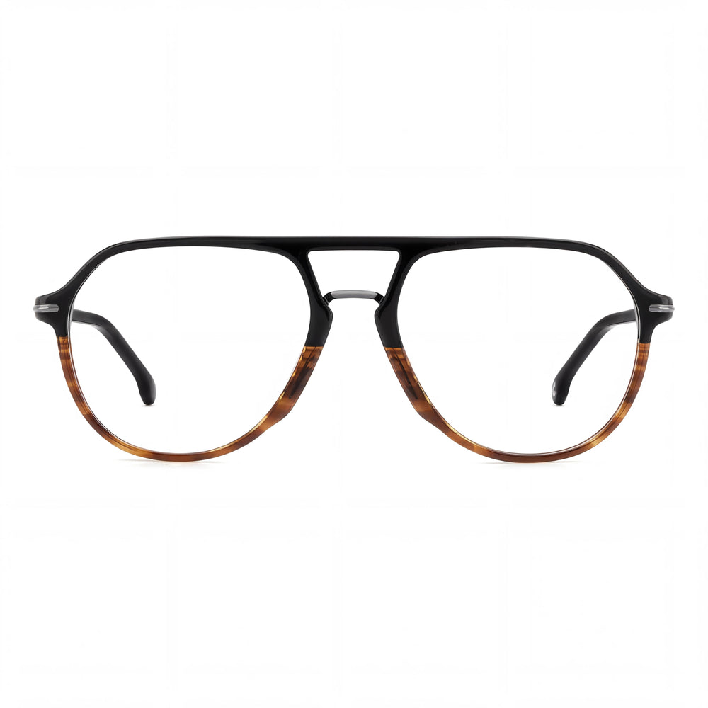 Gafas ópticas Carrera Classic unisex con montura de plástico negro con diseño de cuerno y lentes multicolor, talla 55-17-145