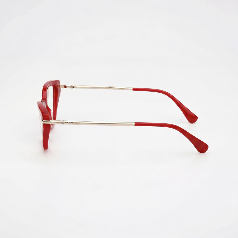 MaxMara MODERNO Women's Plastic Sunglasses Light Red / Pale Gold Frame, Red Lenses 53mm