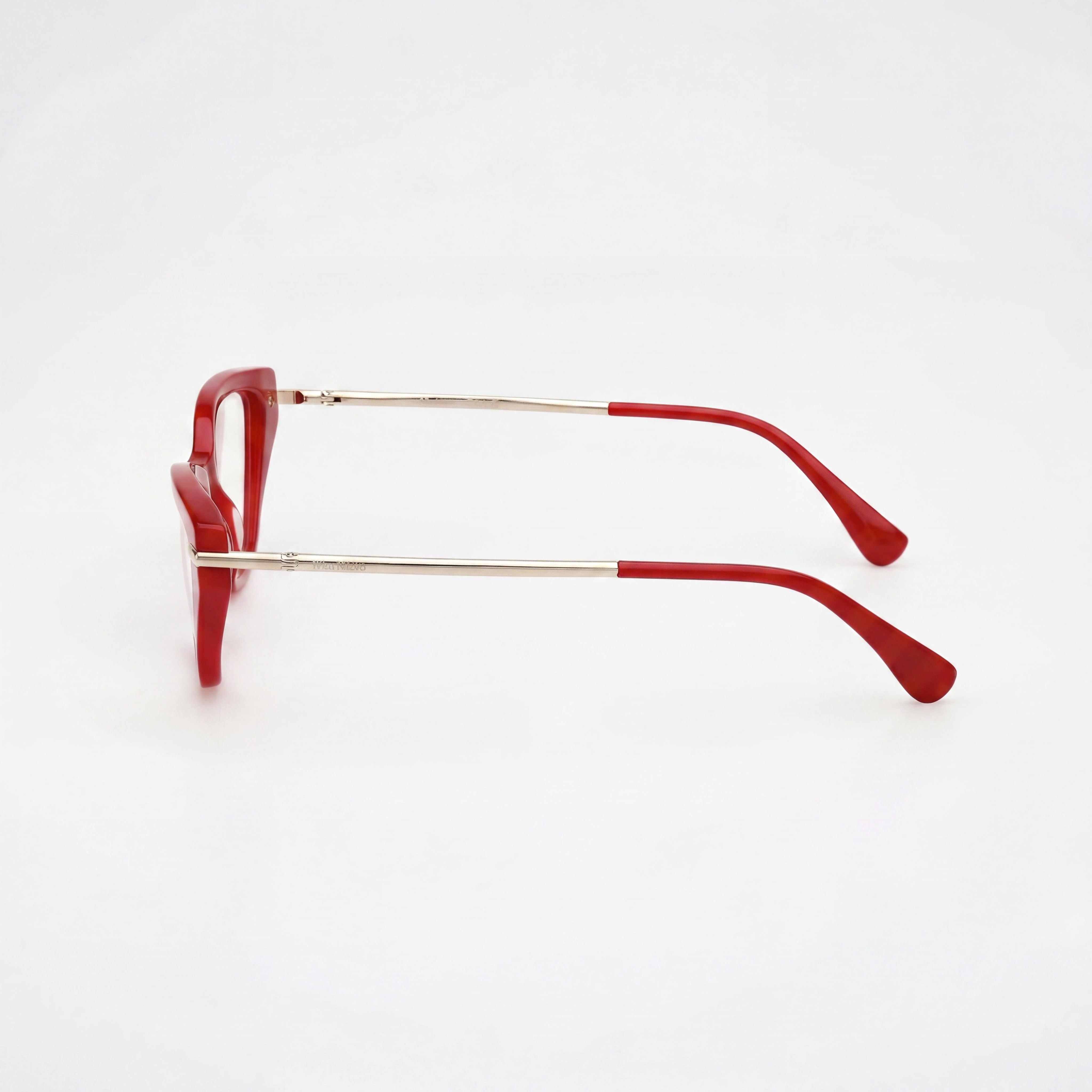 MaxMara MODERNO Women's Plastic Sunglasses Light Red / Pale Gold Frame, Red Lenses 53mm, Photo 2