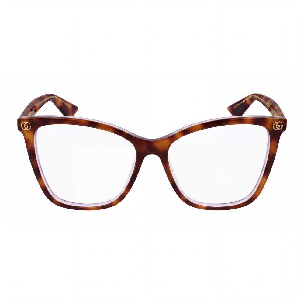 Gucci GG1817O Women's Havana Transparent Plastic Frame Eyewear with Multicolor Lenses, Size 55-16-140