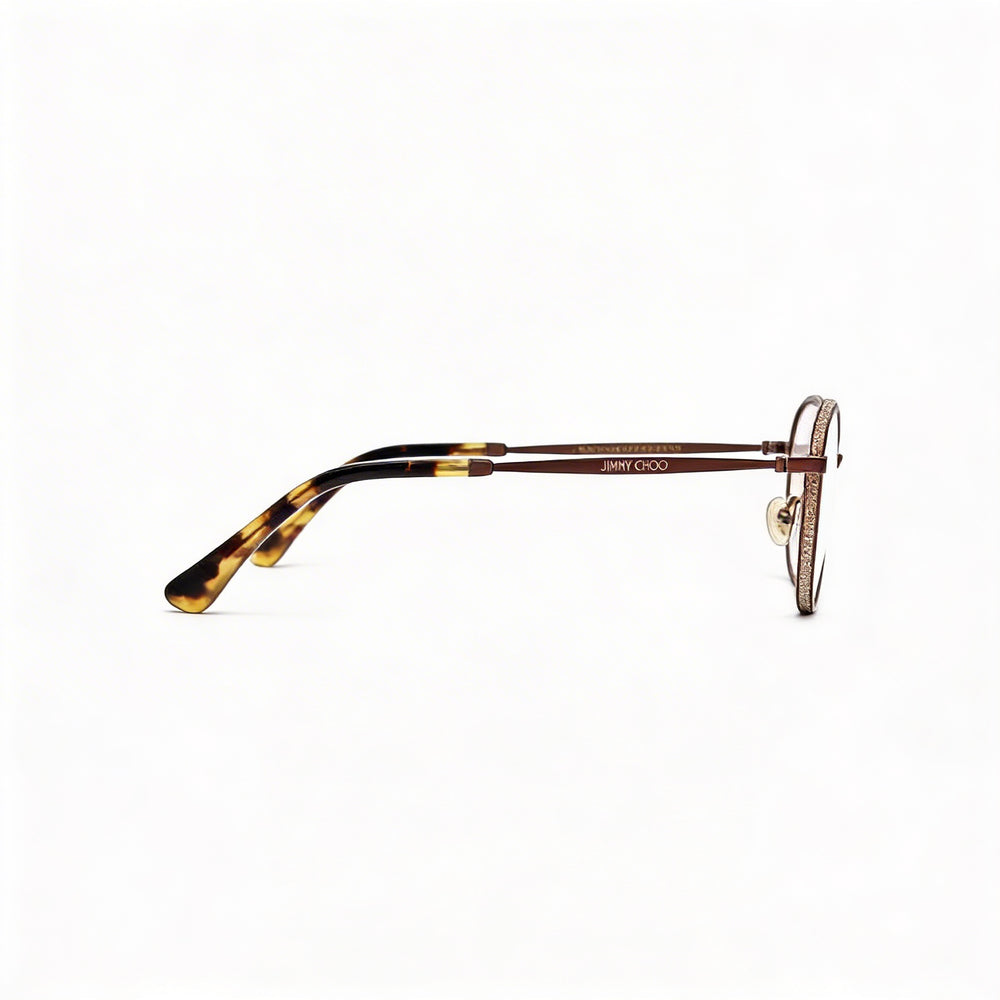 Gafas ópticas ovaladas para mujer JIMMY CHOO Crystal & Glitter, metal marrón con adornos de cristal, 54 mm