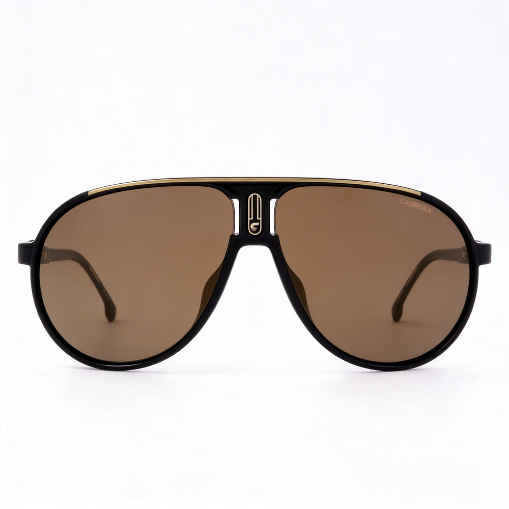 Carrera Casual Men's Black Gold Injection Propionate Sunglasses, 100% UV Protection, Gold High Contrast Antireflex Lenses 62mm