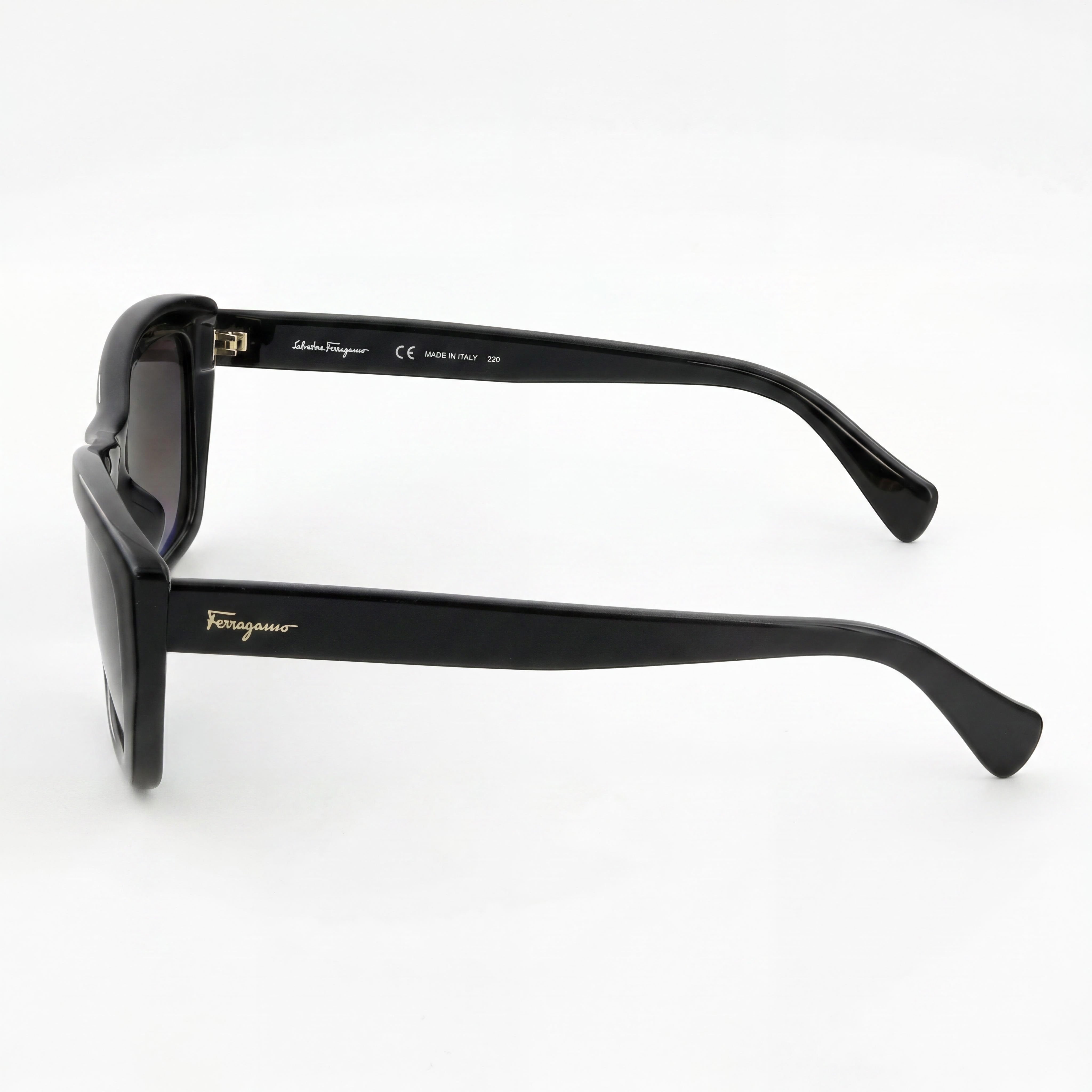 Salvatore Ferragamo SF958S Unisex Gafas de sol rectangulares de plástico negro con lentes grises y protección UV del 100% 55mm, Photo 3