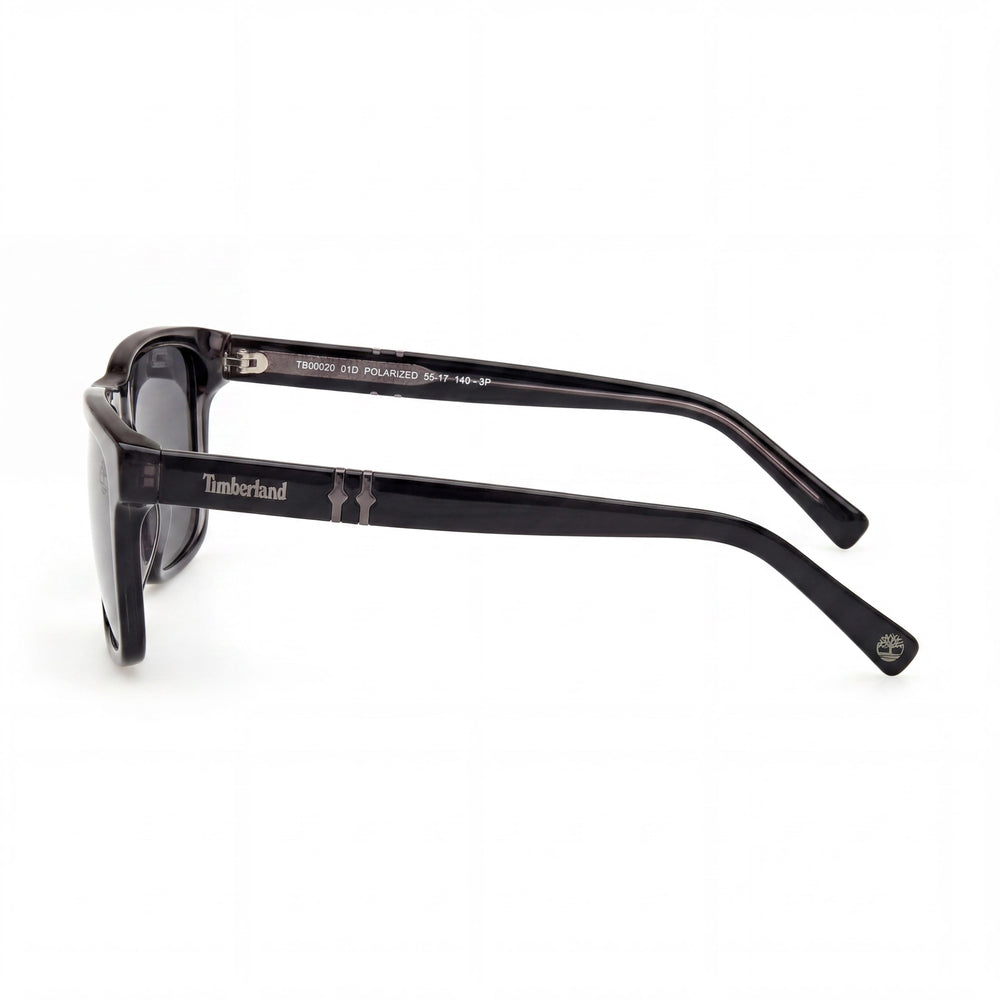 Gafas de sol Timberland modernas para hombre, acetato negro brillante, polarizadas, grises, de 55 mm, con protección UV