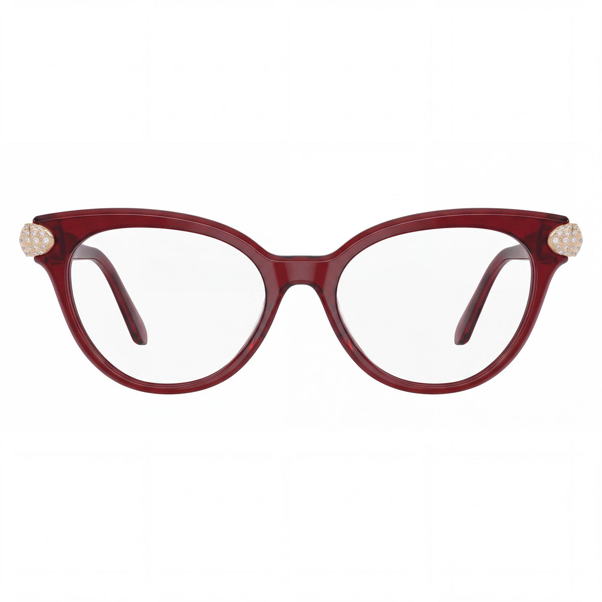 Montura de gafas graduadas redondas de plástico para mujer Swarovski SK2046, color burdeos transparente, 51-17-145, Photo 2