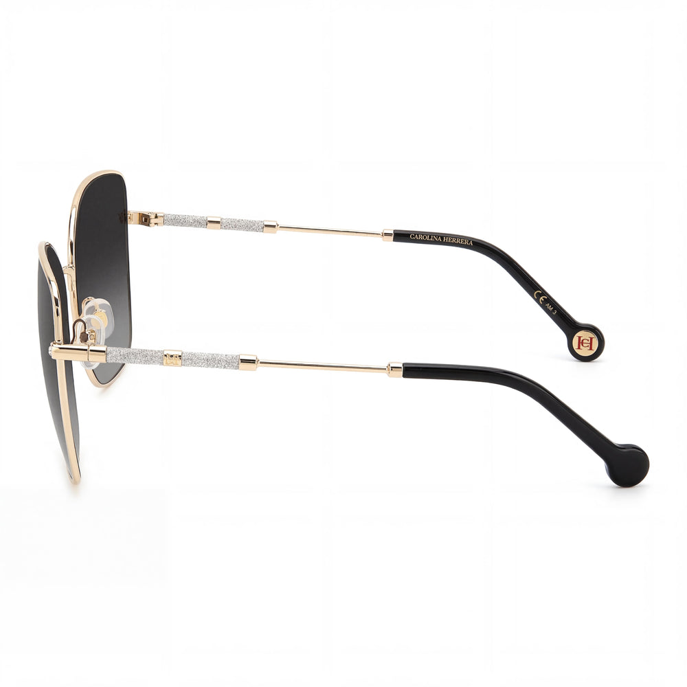 Gafas de sol Carolina Herrera Clásicas Unisex de Metal Oro Rosa Sombreadas Gris Oscuro No Polarizadas con Protección UV 59mm