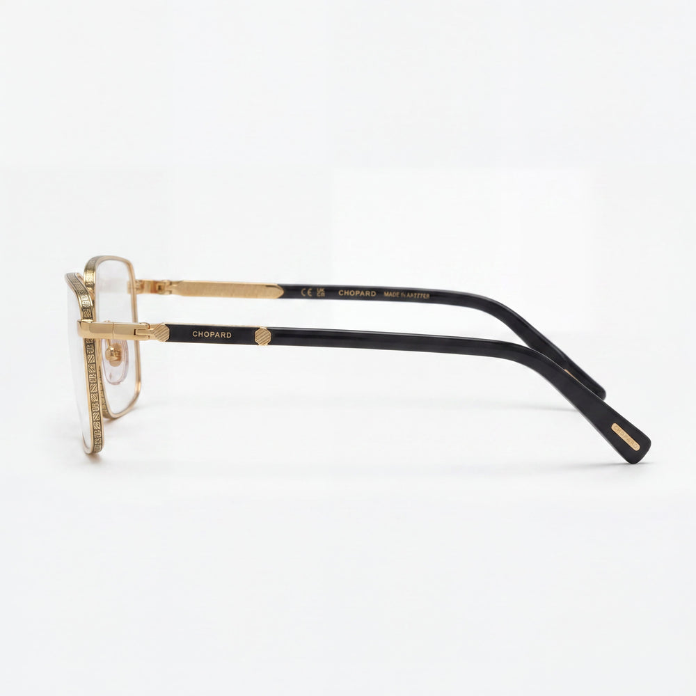 Chopard VCHL48 Men's Modern Metal Eyeglasses Glossy Black With Coloured Parts 56-18-145