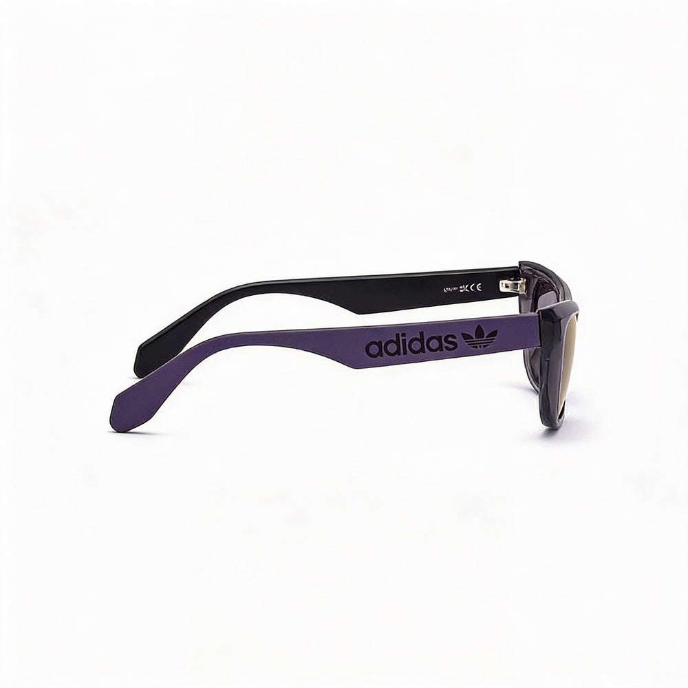 Gafas de sol adidas Originals OR0027 para mujer, estilo casual, de acetato gris transparente con lentes de espejo morado degradado de 55 mm
