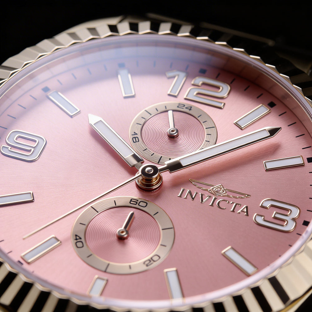 Reloj de pulsera de cuarzo unisex Invicta Specialty 49531, caja de acero inoxidable dorado, esfera de oro rosa, 43 mm