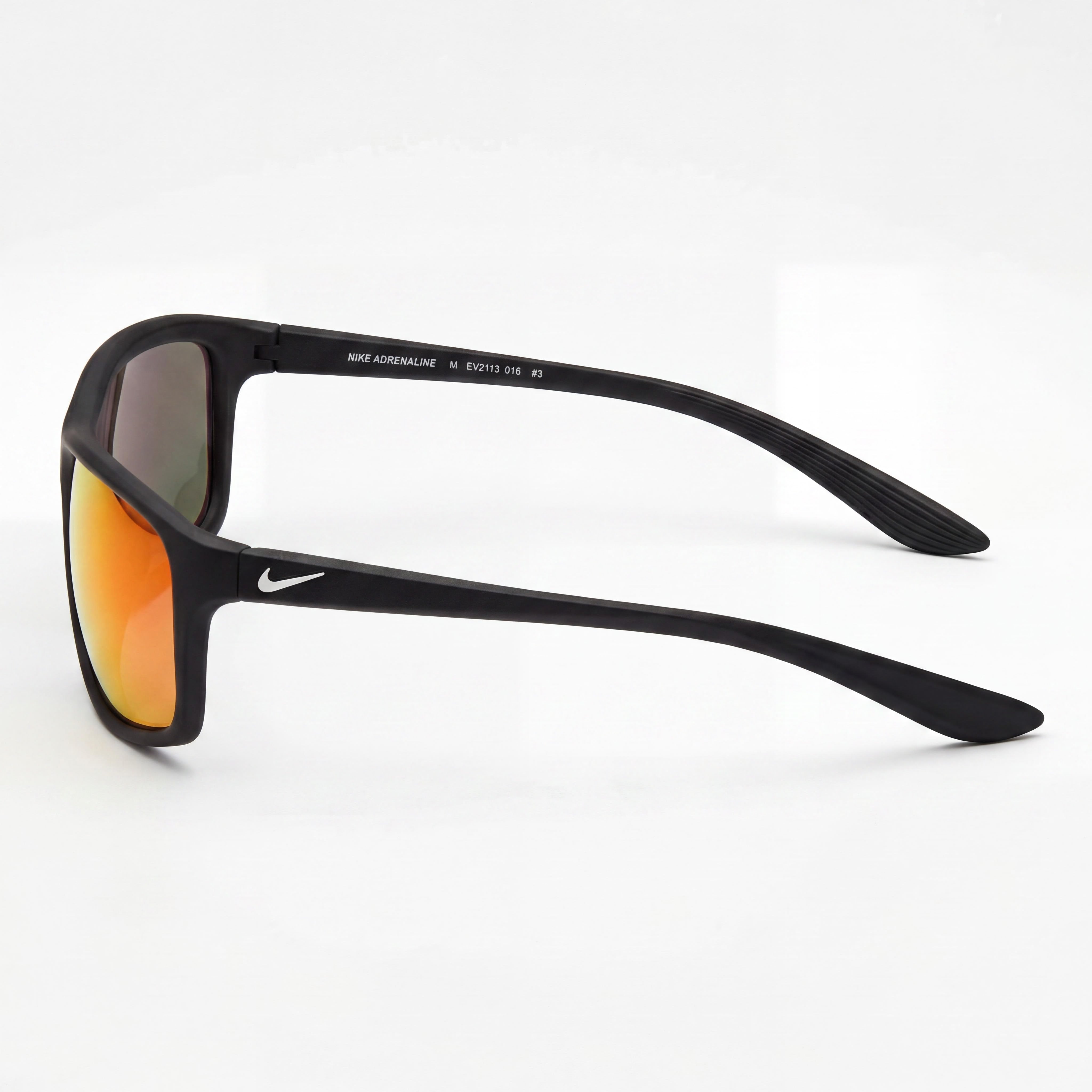 Nike Adrenaline M Unisex Plastic UV400 Non-Polarized Sunglasses Matte Black White Frame Grey Infrared Mirror Lens 66mm, Photo 3