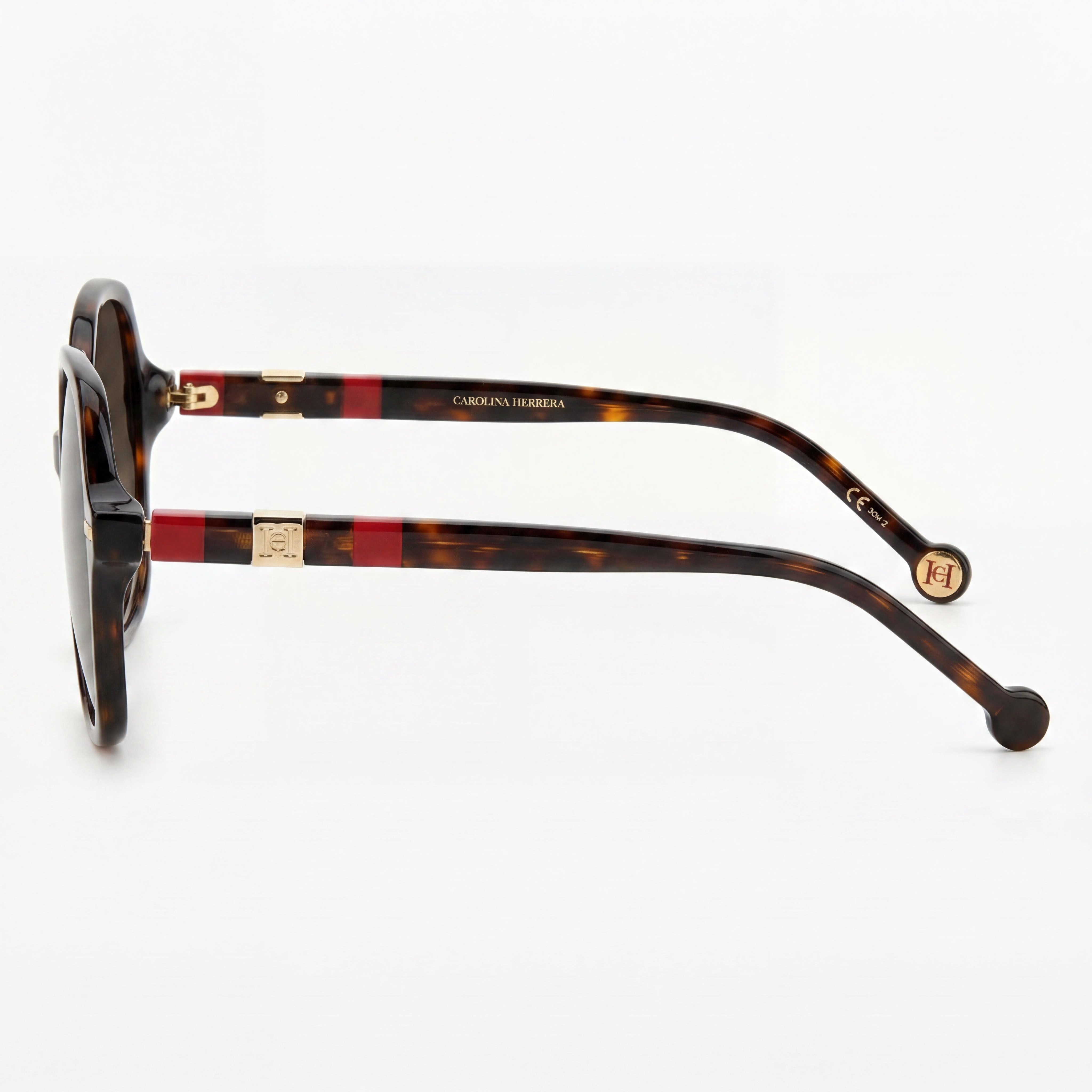 Carolina Herrera Gafas de Sol Cuadradas de Acetato Habana Rojo Marrón con Lentes Degradadas de 55 mm para Mujer, Photo 3