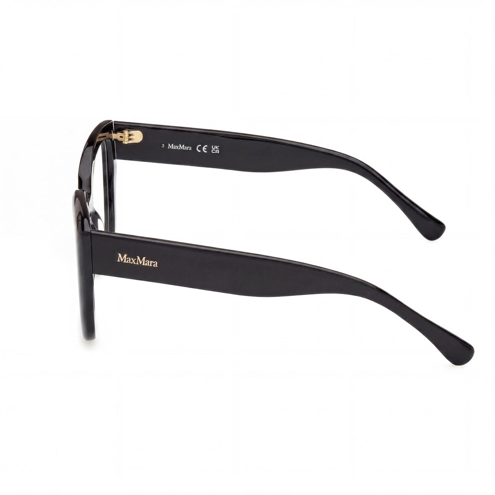 MaxMara Women's MM5134 Polarized Eyewear featuring a Shiny Black Plastic Frame and Multicoloured Lenses, 54mm