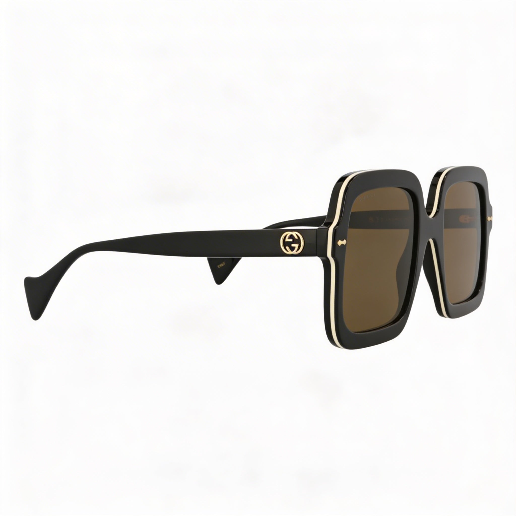 Gucci Women's Square Acetate Sunglasses Black Frame Brown Nylon Lens UV Protected 56mm, Photo 3