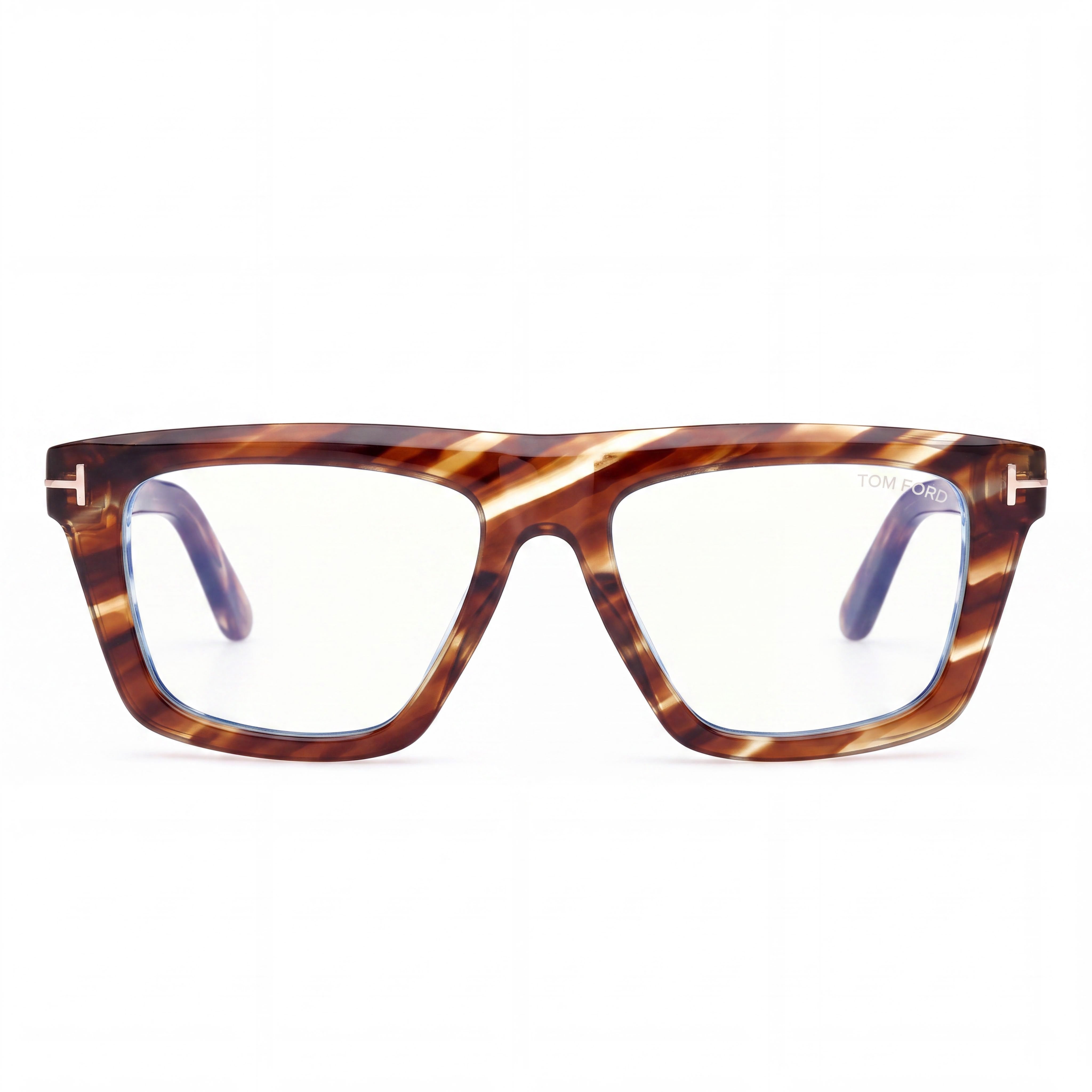 Tom Ford Ft6059-b Unisex Blue Filter Plastic Frame Eyeglasses, Coloured Havana Frame, Black Lenses, 54-17-145, Photo 2