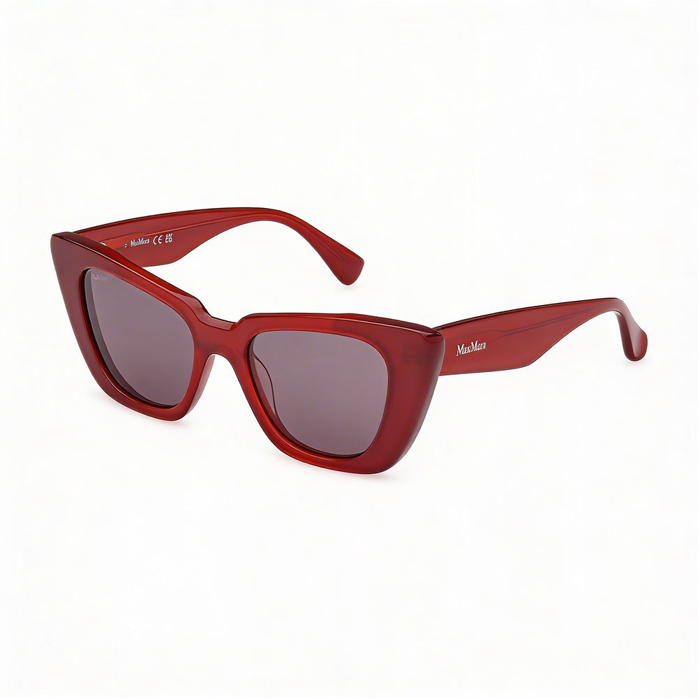 MaxMara Mm0099 Women's Shiny Dark Red Acetate Frame Eyeglasses with Shiny Red Lenses 50-18-140