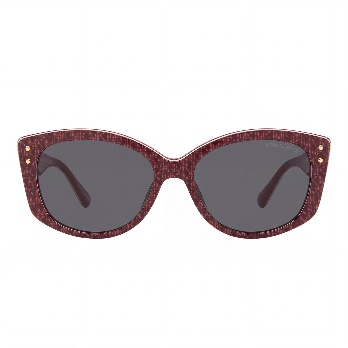 Michael Kors 2175u Charleston Gafas de sol de acetato para mujer, Merlot Logo repetido Gris oscuro sólido y Morado rojizo, 55mm, Protección UV, Photo 2