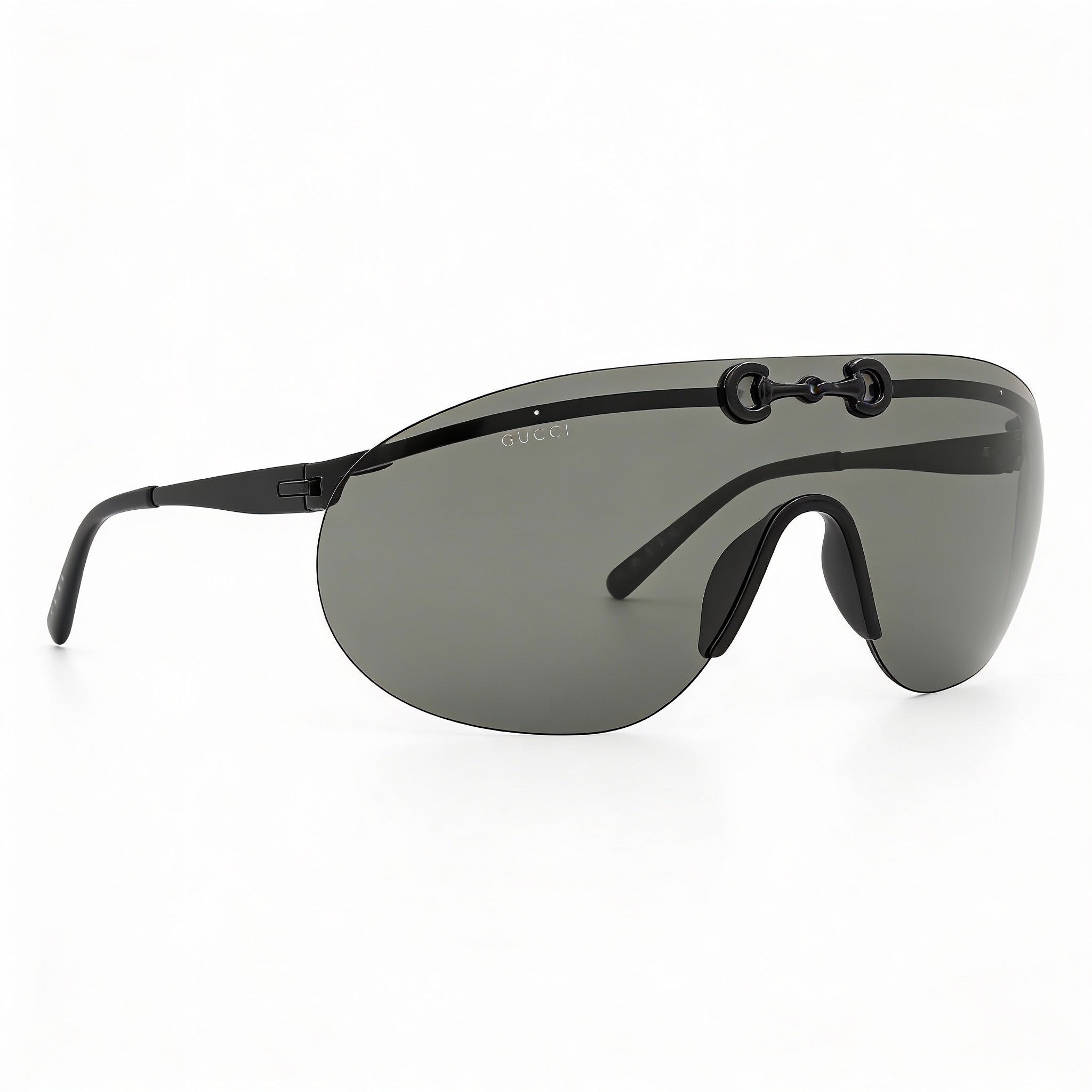 Gucci GG1656S Unisex Rimless Shield Sunglasses with Metal Frame, Black Grey Lenses, 99-1-135mm, Photo 3