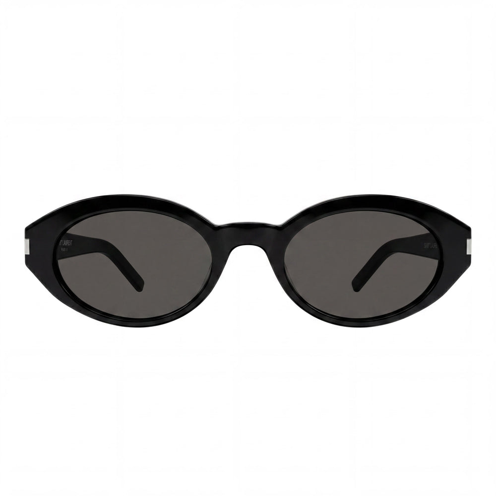 Gafas de sol Yves Saint Laurent SL 567-001 para mujer, redondas, de acetato negro, con forma de ojo de gato, 51 mm y protección UV