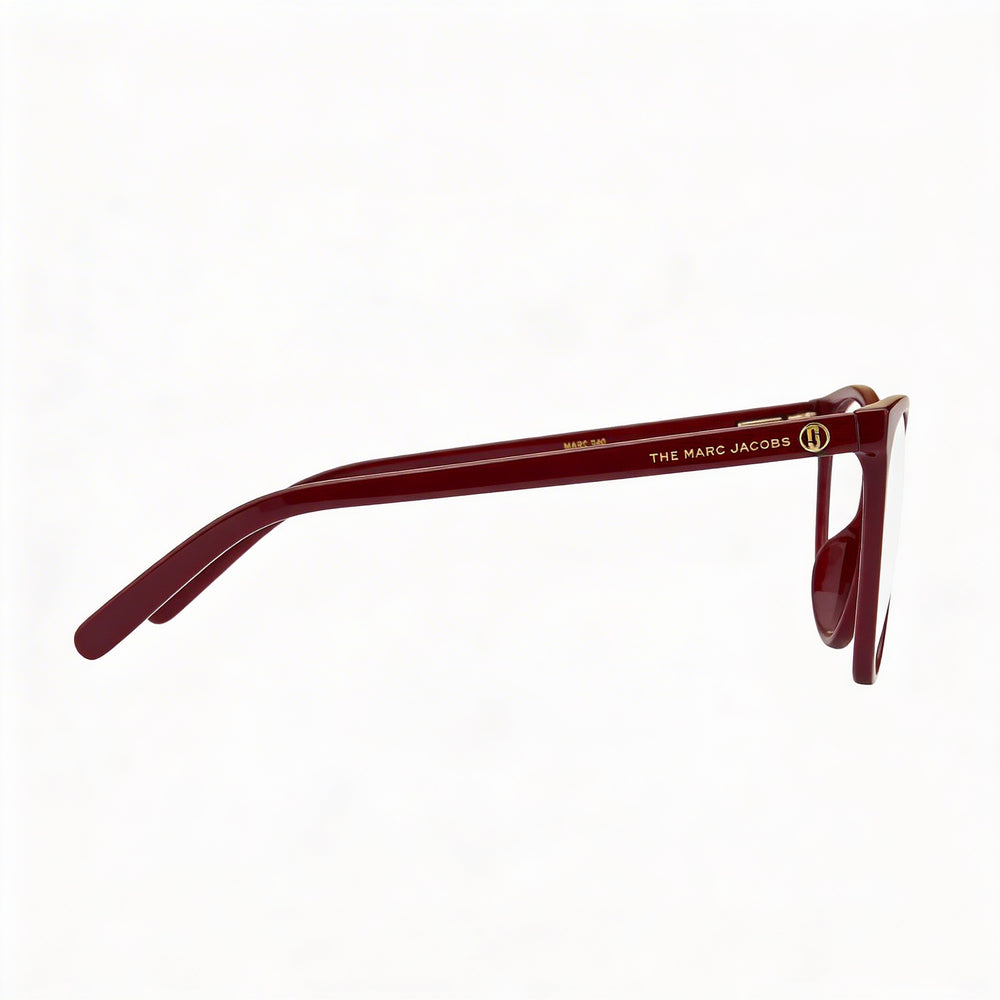 Gafas Marc Jacobs de la Colección Moderna para Mujer, con Montura de Acetato y Lentes de Policarbonato sin Polarizar, Color Borgoña, 53mm