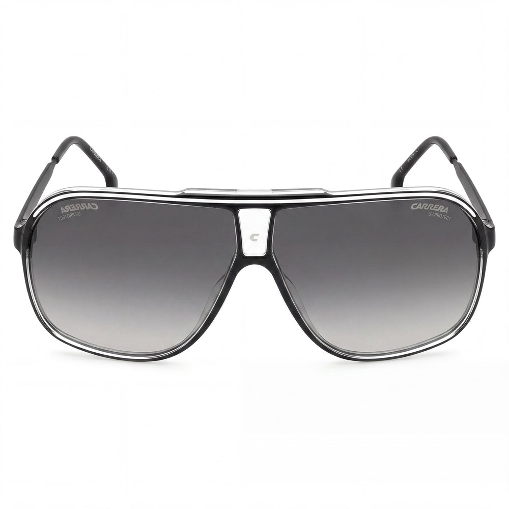 Carrera Contemporary Black White Aviator Sunglasses Unisex, 64mm