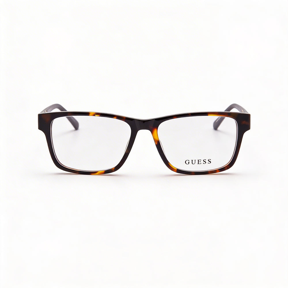 Gafas GUESS Gu50018 de diseño para hombre, montura de plástico color Havana oscuro con lentes de policarbonato de 52 mm