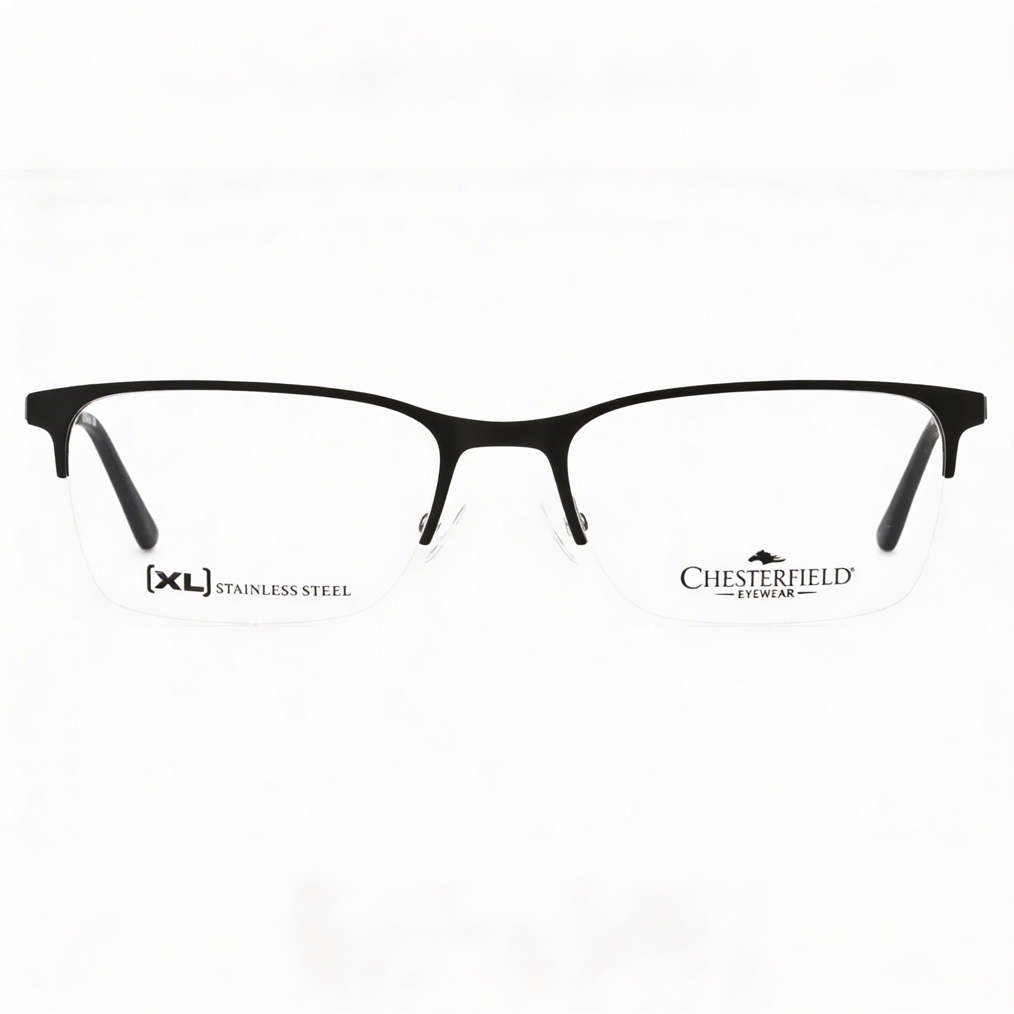 Chesterfield Ch 108xl Armazón de metal negro para hombre con lentes transparentes de policarbonato para gafas 58-19-150, Photo 1