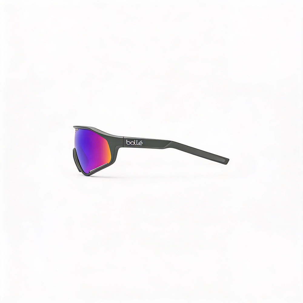 bollé Unisex Titanium Matte Frame Shatter Resistant Sunglasses, 100% UV, Volt Ultraviolet Lenses, 55mm
