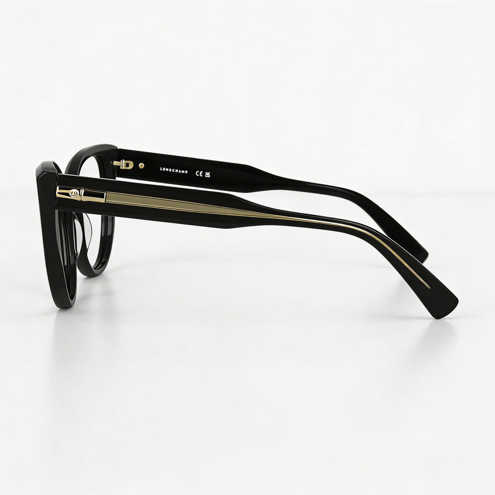 Gafas Longchamp Lo2771 para mujer, montura de plástico negro con lentes de 52 mm, puente de 16 mm, patillas de 140 mm