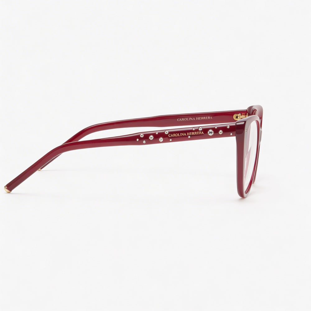 Carolina Herrera Her 0150 Gafas Modernas de Acetato Borgoña para Mujer 53-16-145mm, Lentes Transparentes de Demostración, Listas para Receta