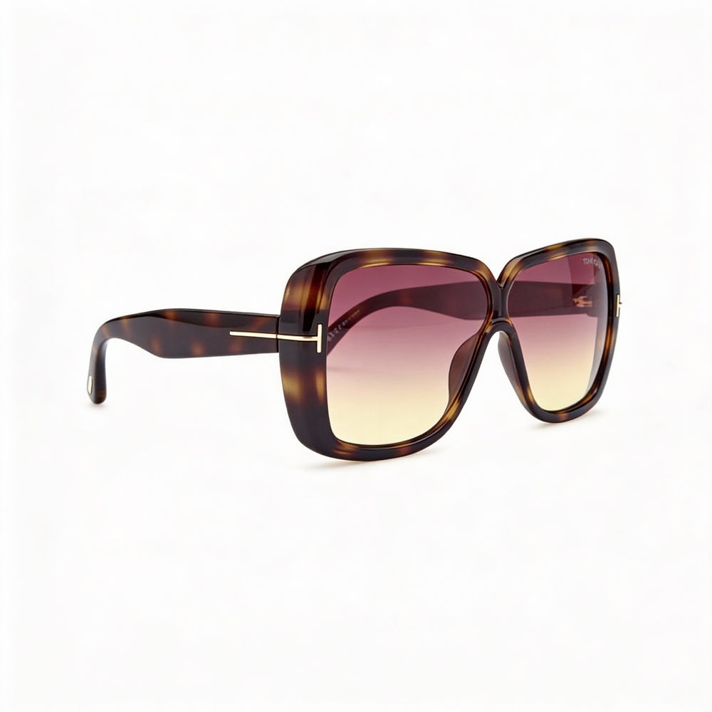 Gafas de sol Tom Ford FT1037 MARILYN para mujer, montura de plástico color carey oscuro, lentes de espejo violeta degradado, 61 mm
