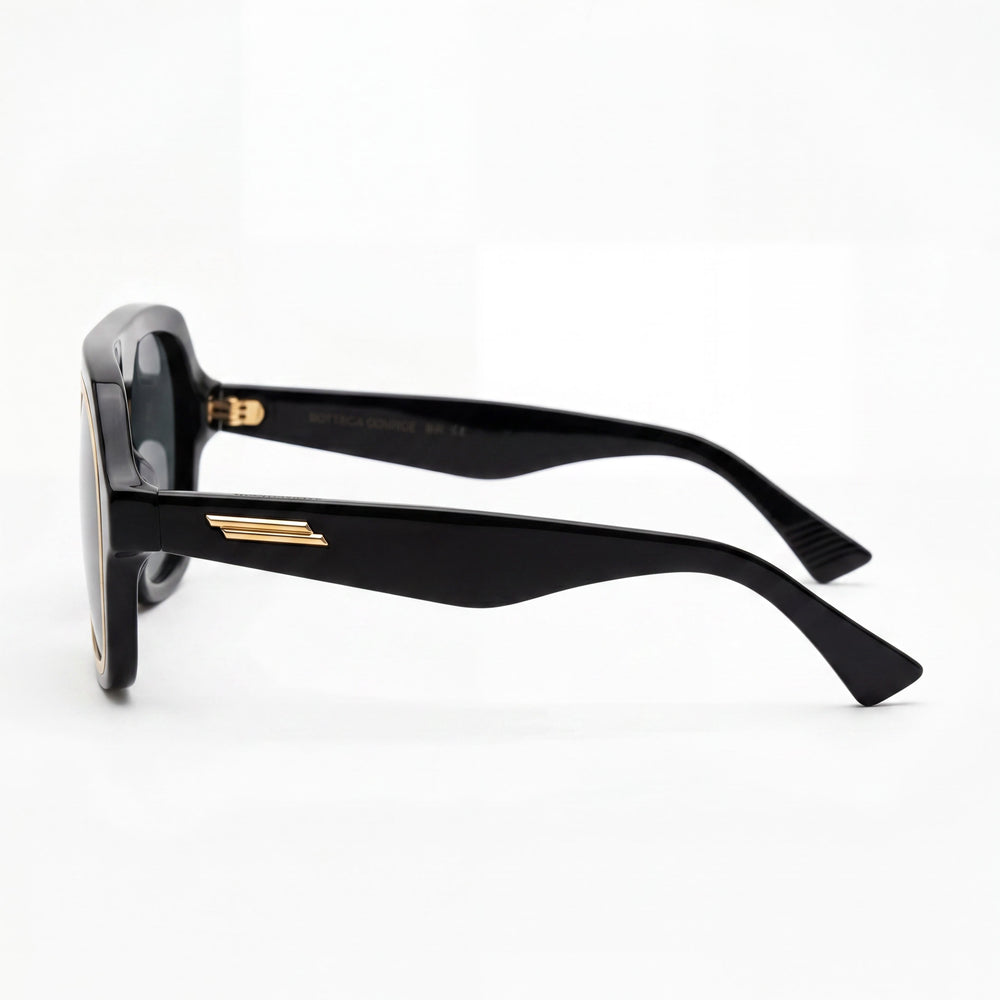Bottega Veneta Men's Black Acetate Frame Sunglasses with Grey Non-Polarized Lenses and 100% UV Protection