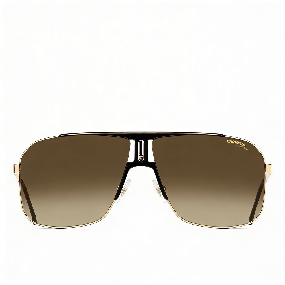 Carrera 1043/S Men's Lightweight Stainless Steel UV Protected Black Gold Brown Shaded Sunglasses 65mm
