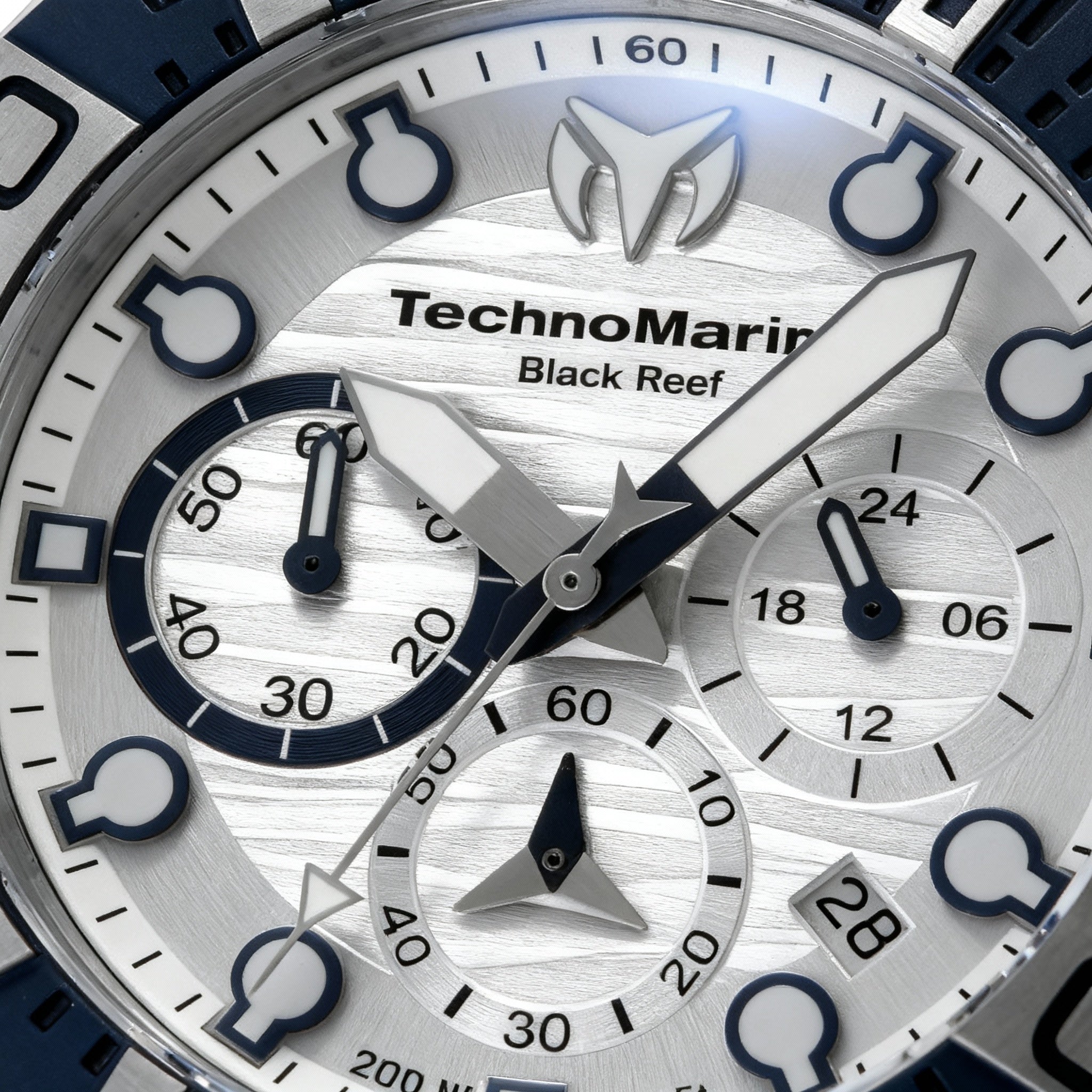 TechnoMarine Reef TM-523013 Men's Chronograph Quartz Watch, 45mm Case, White Blue, 20 ATM Water Resistant