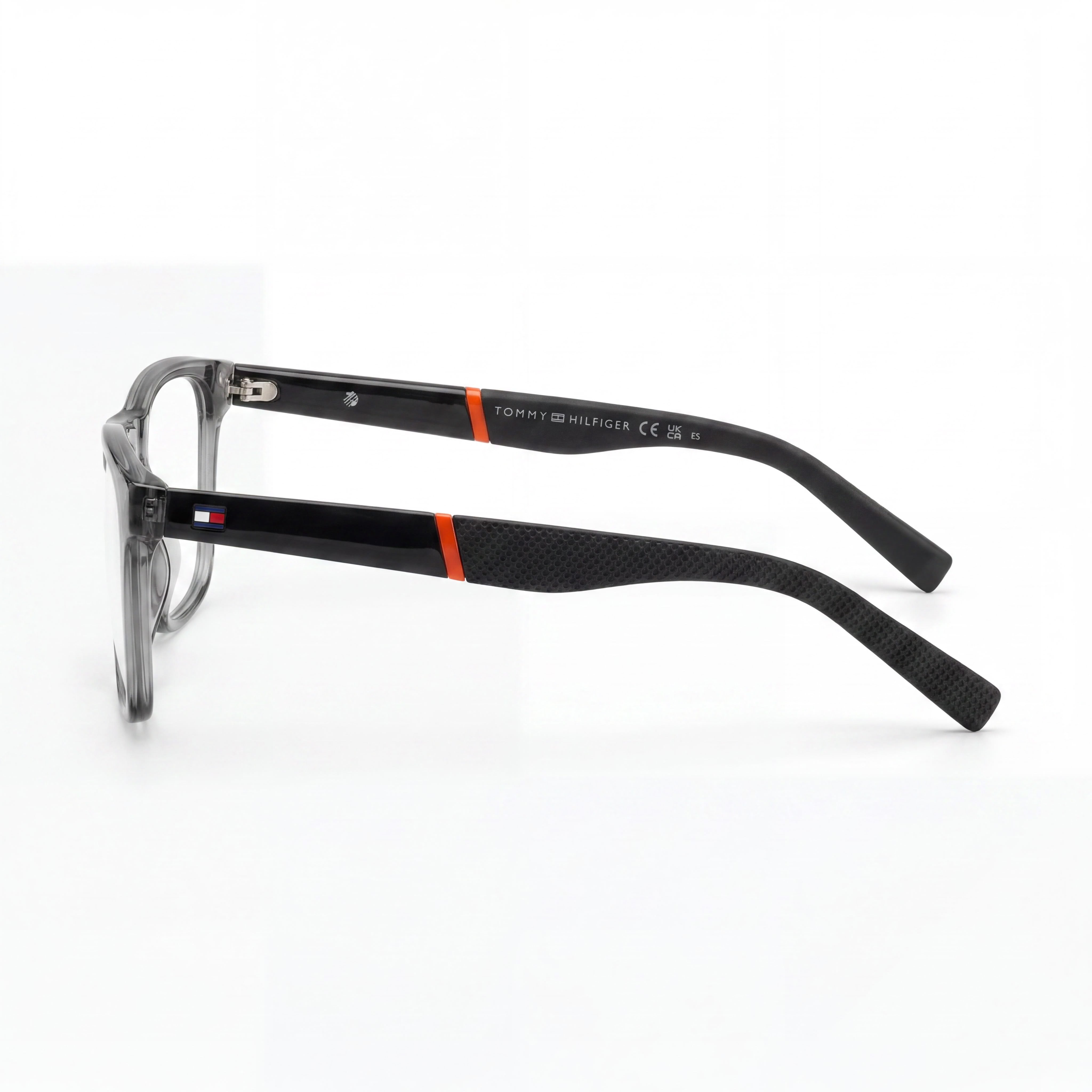 Tommy Hilfiger Men's Rectangular/Square style eyewear with a Grey Plastic frame and 53mm lens width, Photo 3