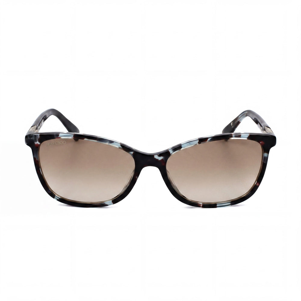 JIMMY CHOO Modern - Montura de celulosa color Havana azul para mujer, lentes transparentes de policarbonato polarizado, 53/16/140