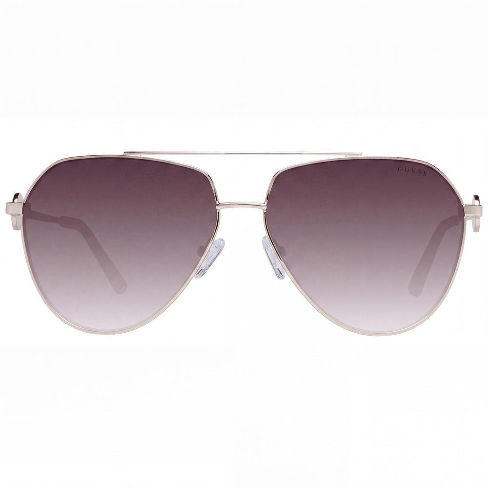 GUESS Women's GF6140 Gold Metal Pilot Sunglasses with Brown Gradient Lenses 100% UV Protection 62mm
